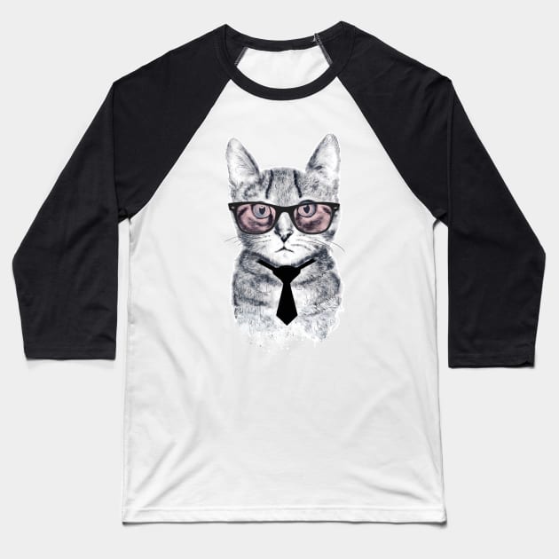 Panka's Smart Cat Baseball T-Shirt by andreabeloque